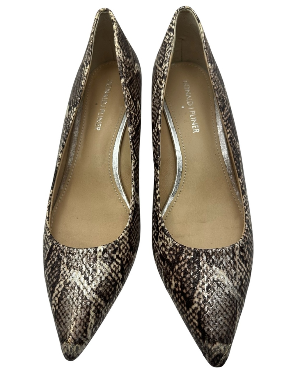 Donald J. Pliner Metallic Snake-Print Pointed Toe Flats